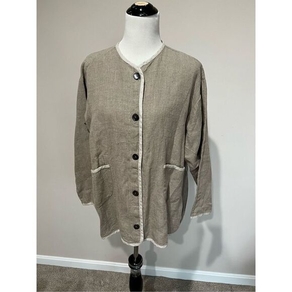 Aly Wear Linen women button up top blouse Lagenlook oversized size S - Picture 1 of 8